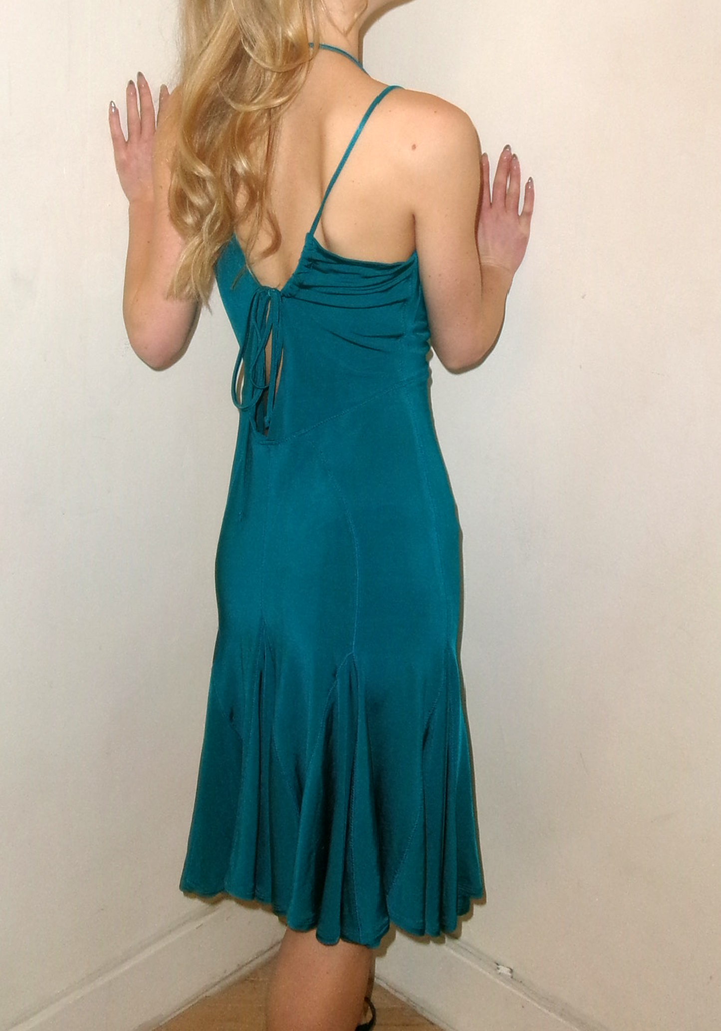 Roberto Cavalli Turquoise Halter Dress