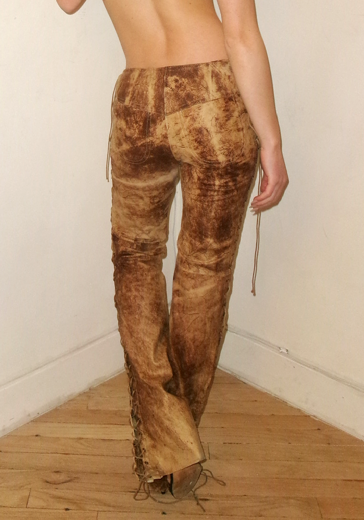 Plein Sud Lace Up Leather Pants