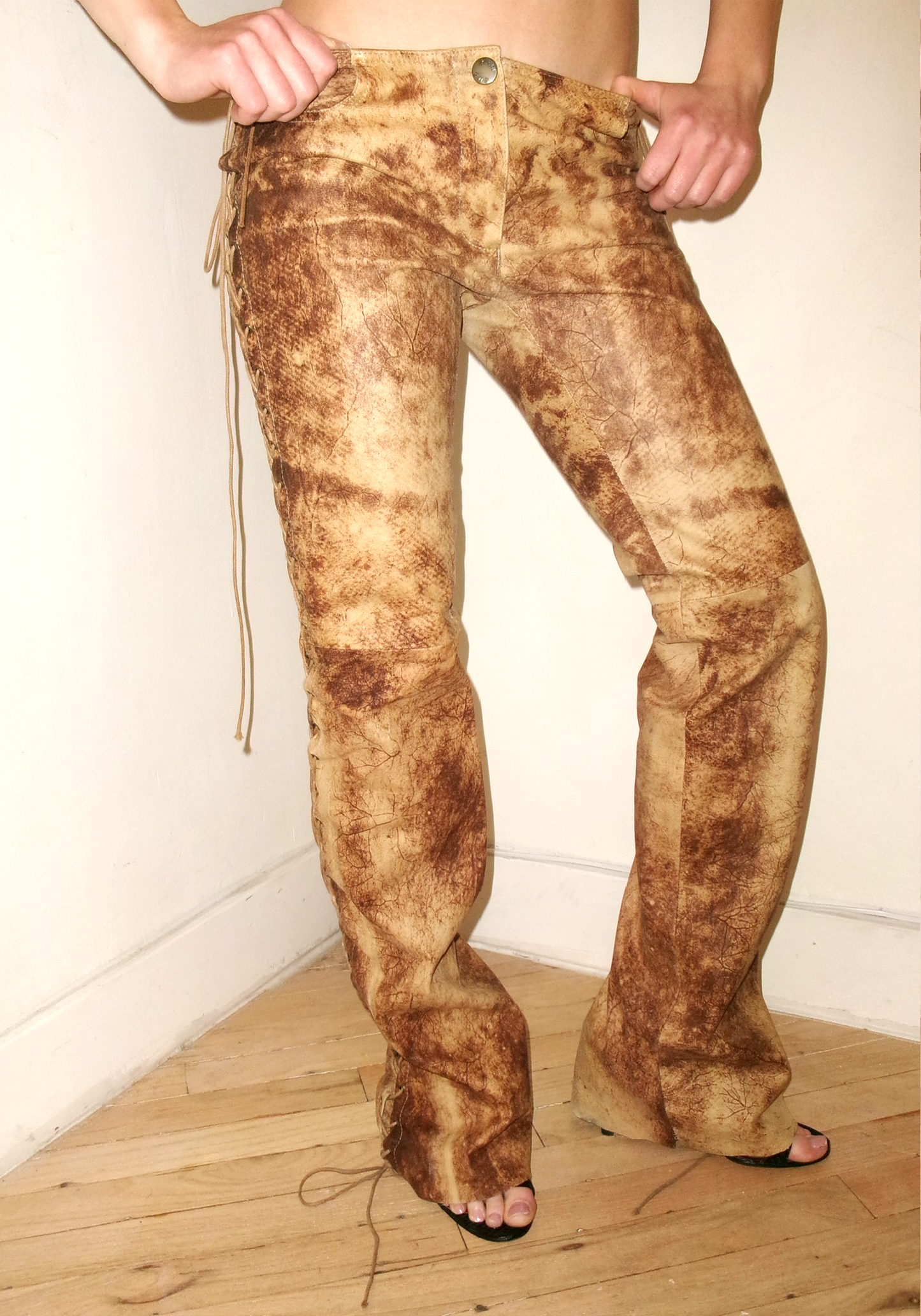 Plein Sud Lace Up Leather Pants