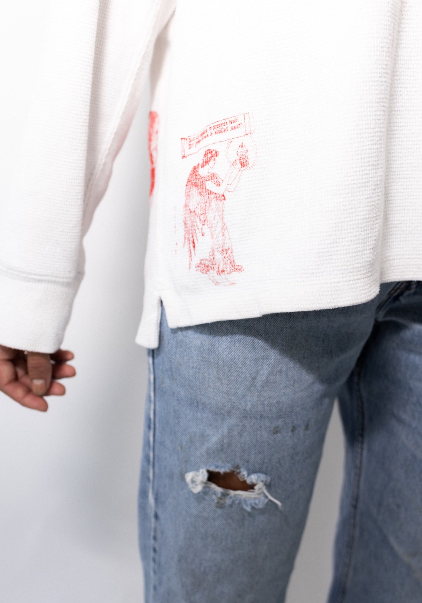 York White Waffle Knit