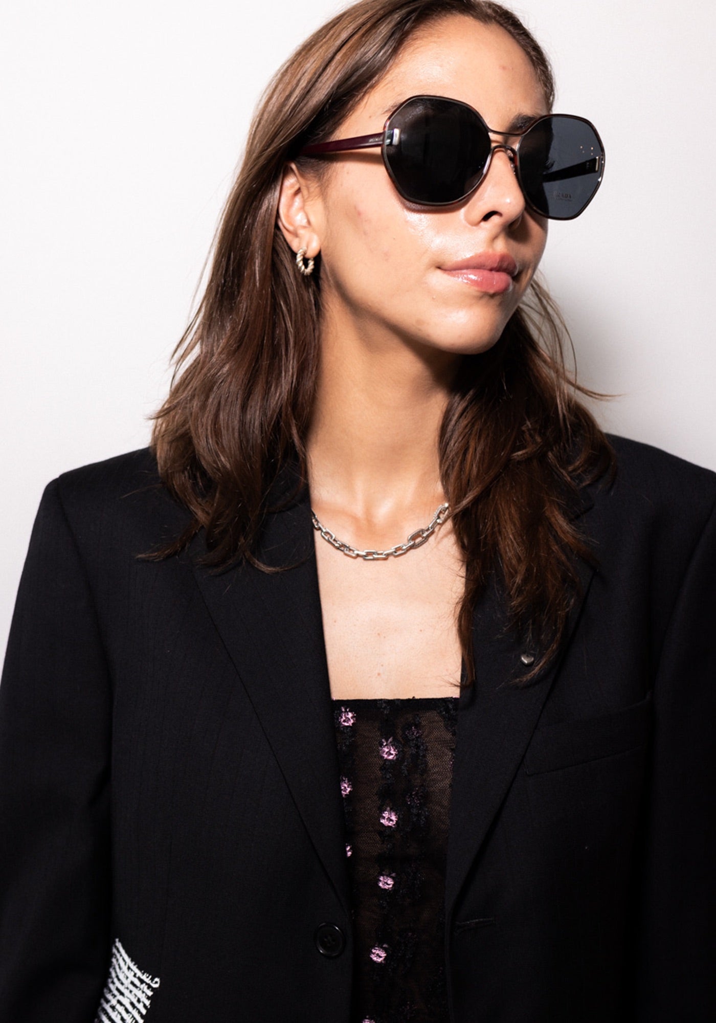 Prada Burgundy Round Sunglasses