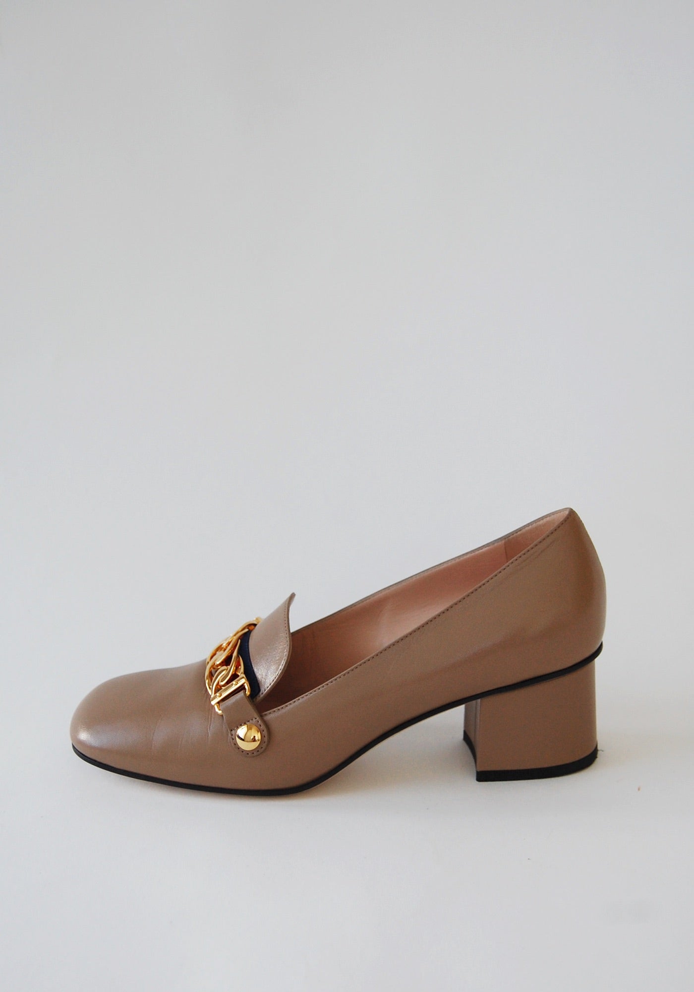 Gucci Tan Heeled Loafers | Size: 39