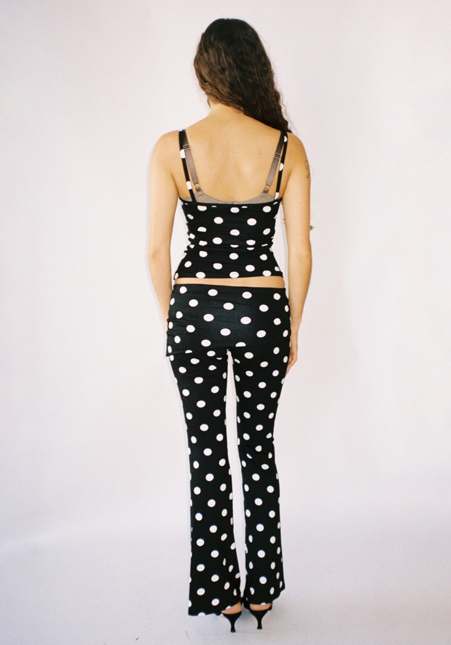 Thalia Tank Top in Black Polka Dot