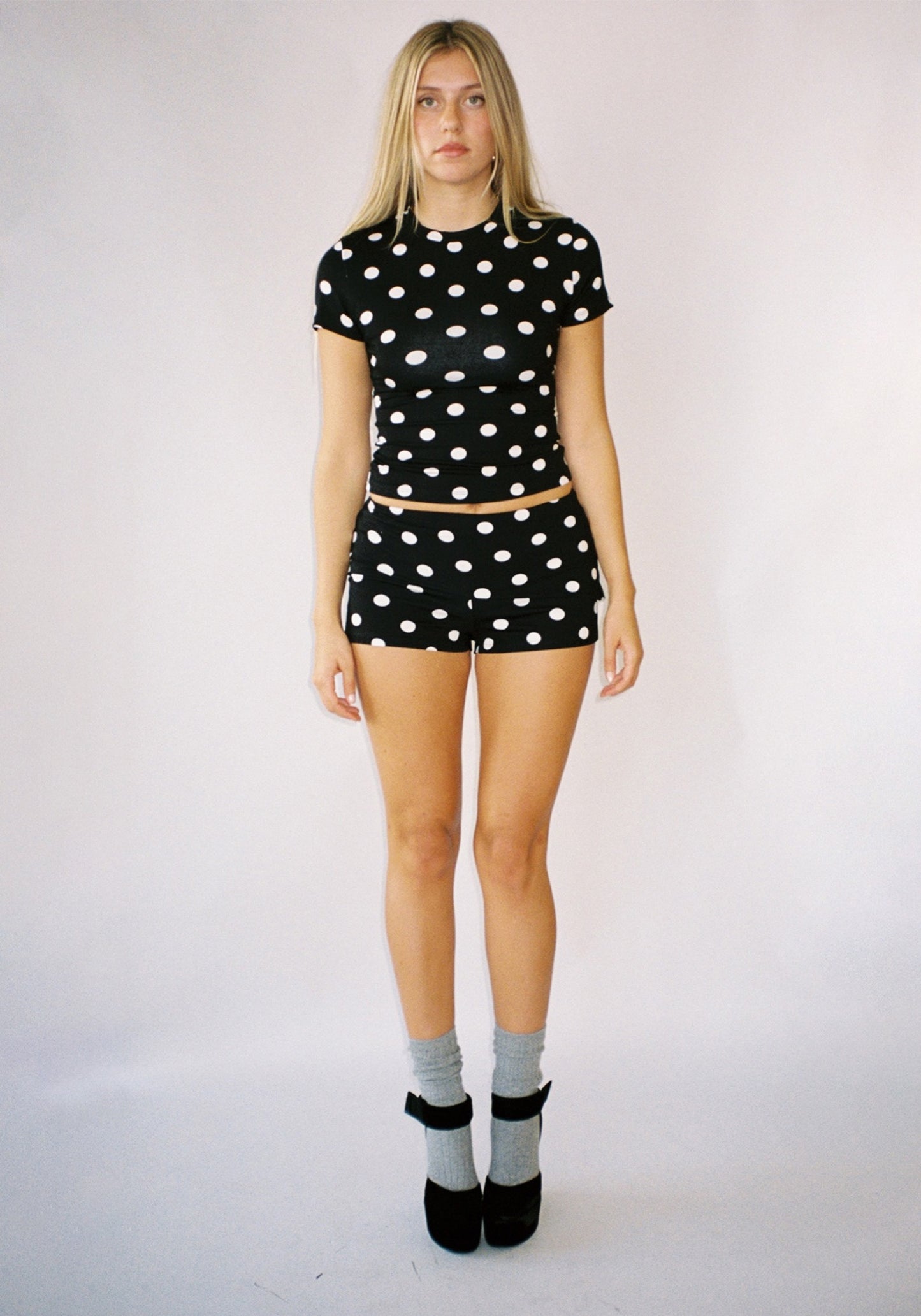 Thalia Shorts in Black Polka Dot