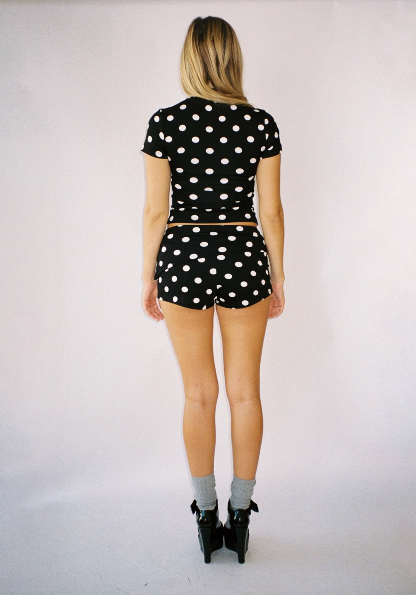 Thalia Shorts in Black Polka Dot