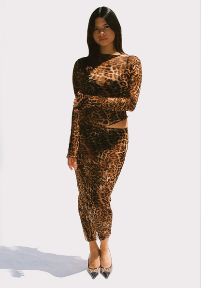 Demeter Maxi Skirt in Warm Leopard