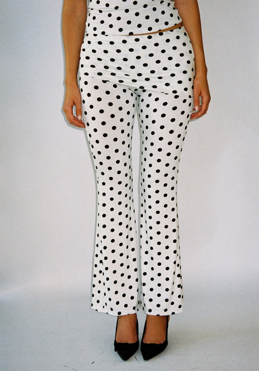 Thalia Pants in White Polka Dot