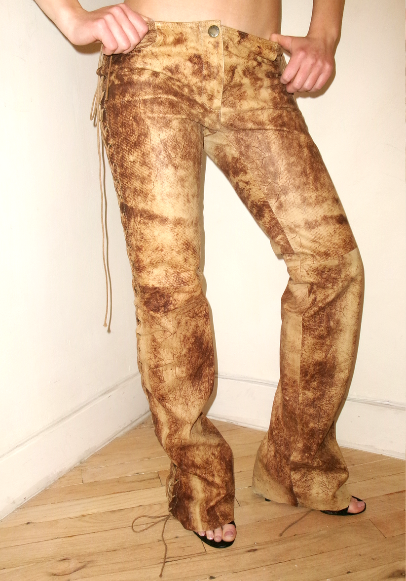 Plein Sud Lace-Up Leather Pants