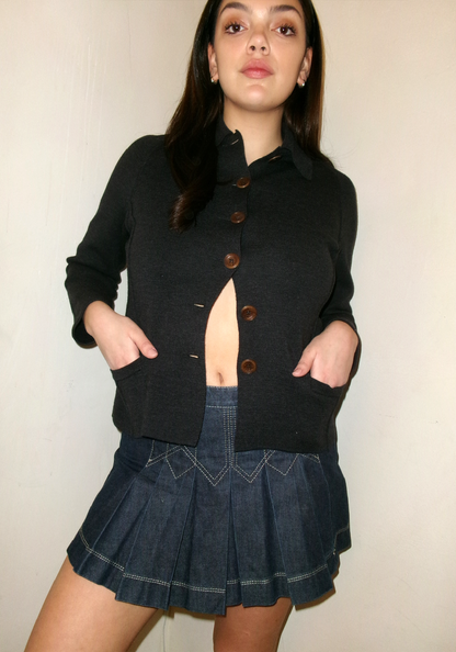 Miss Sixty Denim Pleated Mini Skirt