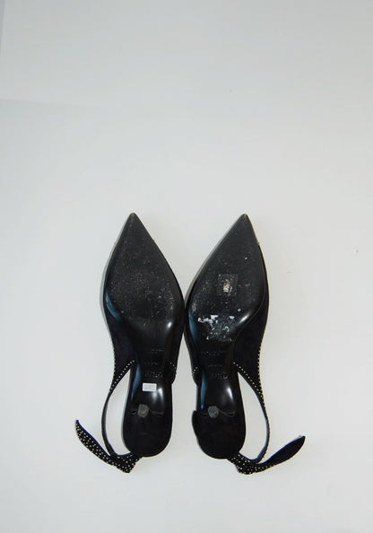 YSL Black Kitten Heel Sling Backs | Size: 37