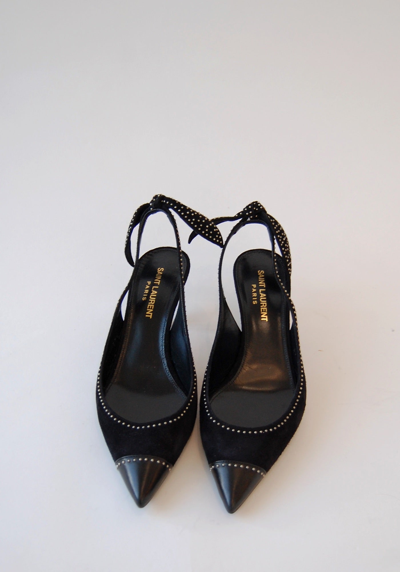 YSL Black Kitten Heel Sling Backs | Size: 37