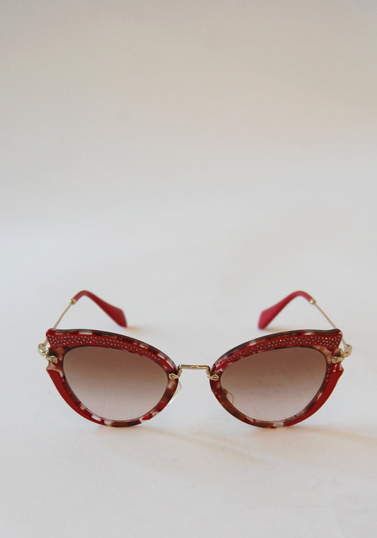 Miu Miu Hot Pink Rhinestone Sunglasses