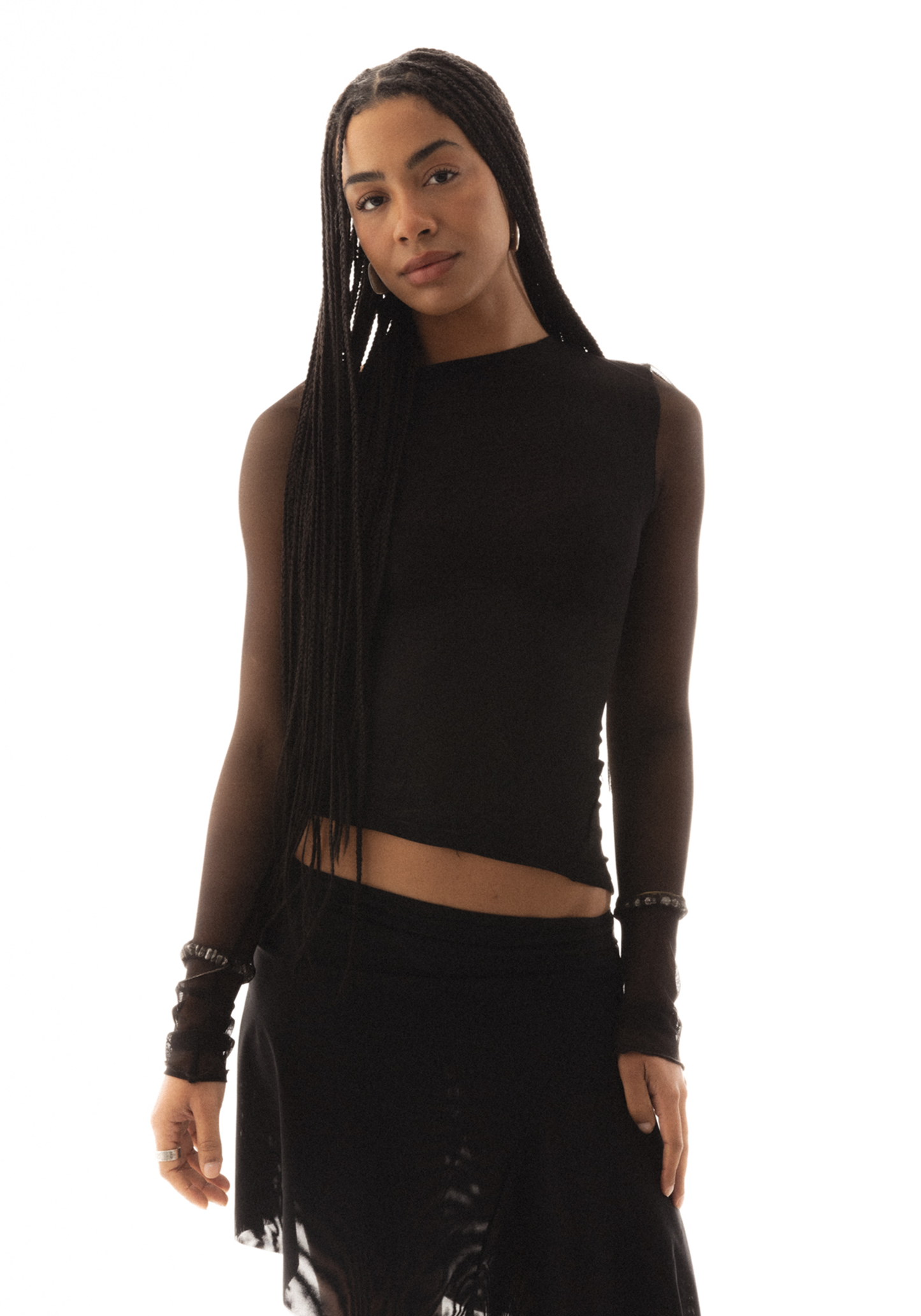 Demeter Long Sleeve Top in Midnight Mesh