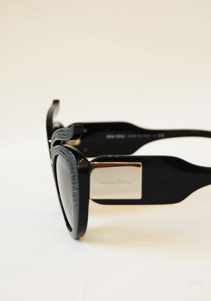 Miu Miu Black Rhinestone Sunglasses
