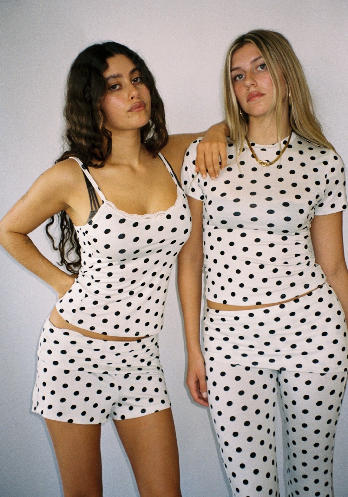 Thalia Shorts in White Polka Dot