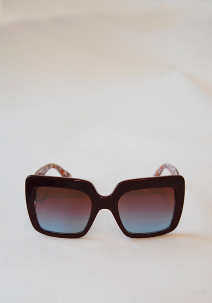 Dolce and Gabbana Burgundy Square Sunglasses