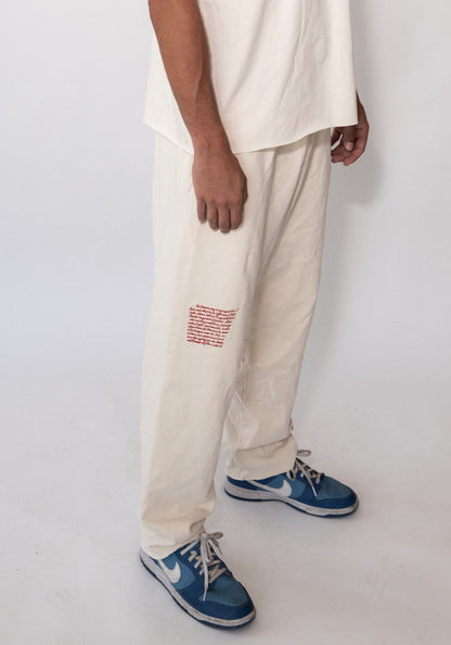 Cream Recycled Cotton Cut Sweatpants