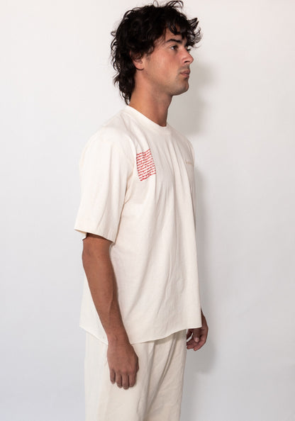Cream Recycled Cotton Cut Boxy Tee
